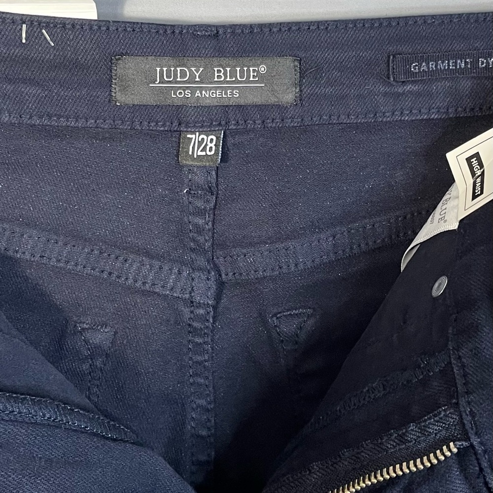 Judy Blue Tummy Control Wide Leg Crop Jean Garment Dyed Navy Blue NWT - Picture 8 of 11